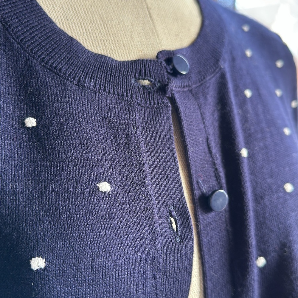 August Silk Navy Polka Dot Cardigan - Picture 5 of 8